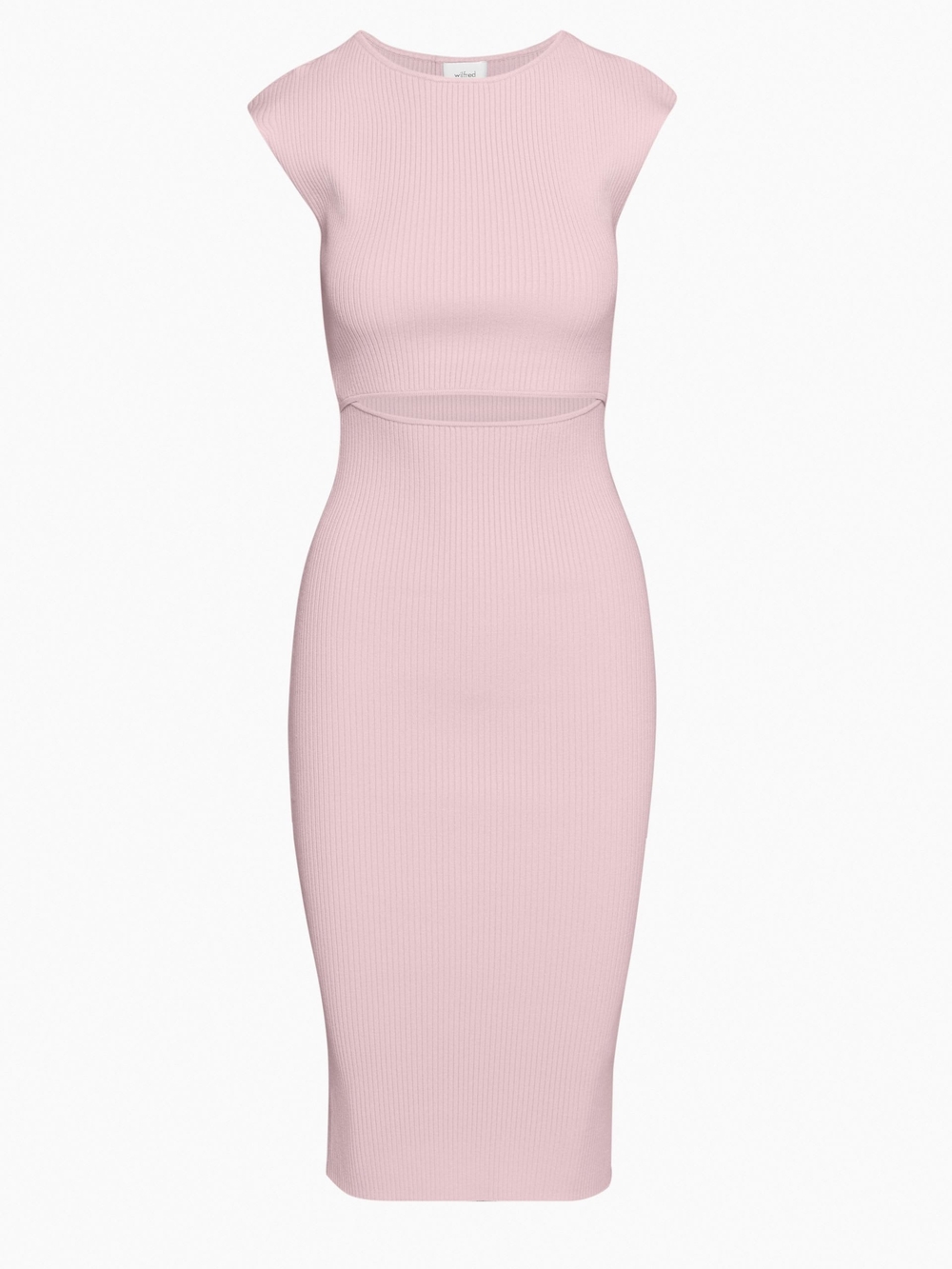 Wilfred Blush Ribbed Midi Dress with Front Cutout